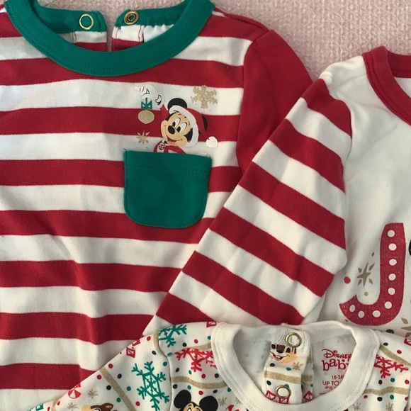 Disney long sleeve Mickey Christmas Bodysuits Bundle - Picture 3 of 4